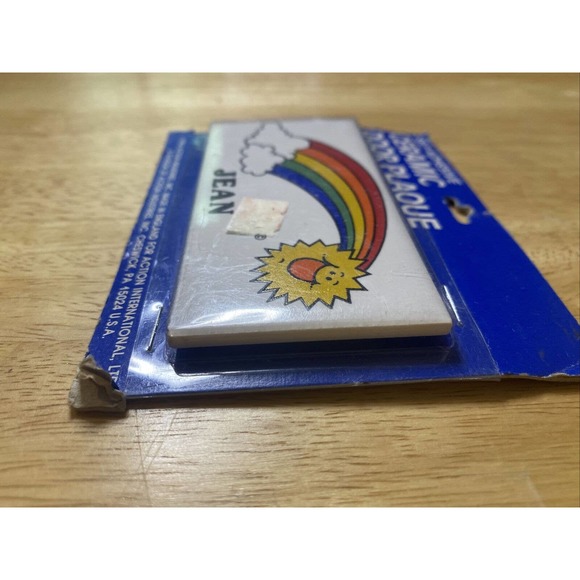 VINTAGE/RETRO JEAN RAINBOW&SUN NEW DEAD STOCK CERAMIC DOOR NAME PLAQUE 1984!! - Picture 9 of 12